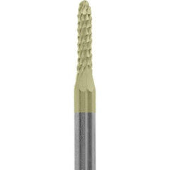 Made in USA - 3/32" Cut Diam, 0.0925" Shank Diam, Cone Head Diamond Cut Burr - Carbide, 3/8" LOC, 1-1/2" OAL - Apex Tool & Supply