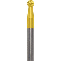 Made in USA - 3/32" Cut Diam, 0.0925" Shank Diam, Ball Head Diamond Cut Burr - Carbide, 3/32" LOC, 1-1/2" OAL - Apex Tool & Supply