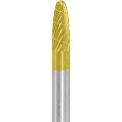 Made in USA - 6mm Cut Diam, 0.2362" Shank Diam, Tree with Radius Head Chipbreaker Cut Burr - Carbide, 16mm LOC, 50mm OAL - Apex Tool & Supply