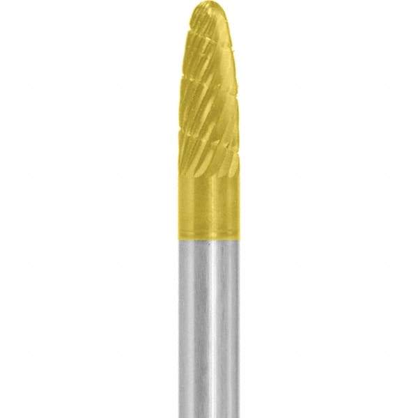 Made in USA - 6mm Cut Diam, 0.2362" Shank Diam, Tree with Radius Head Aluma Cut Burr - Carbide, 16mm LOC, 50mm OAL - Apex Tool & Supply