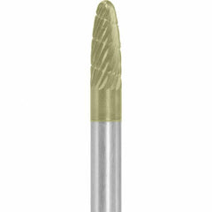 Made in USA - 1/4" Cut Diam, 1/4" Shank Diam, Tree with Radius Head Fastmill Cut Burr - Carbide, 5/8" LOC, 2" OAL - Apex Tool & Supply