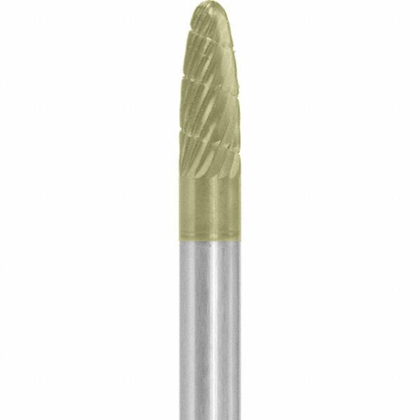 Made in USA - 1/4" Cut Diam, 1/4" Shank Diam, Tree with Radius Head Chipbreaker Cut Burr - Carbide, 5/8" LOC, 2" OAL - Apex Tool & Supply
