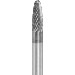 Made in USA - 1/4" Cut Diam, 1/4" Shank Diam, Tree with Radius Head Fastmill Cut Burr - Carbide, 5/8" LOC, 2" OAL - Apex Tool & Supply