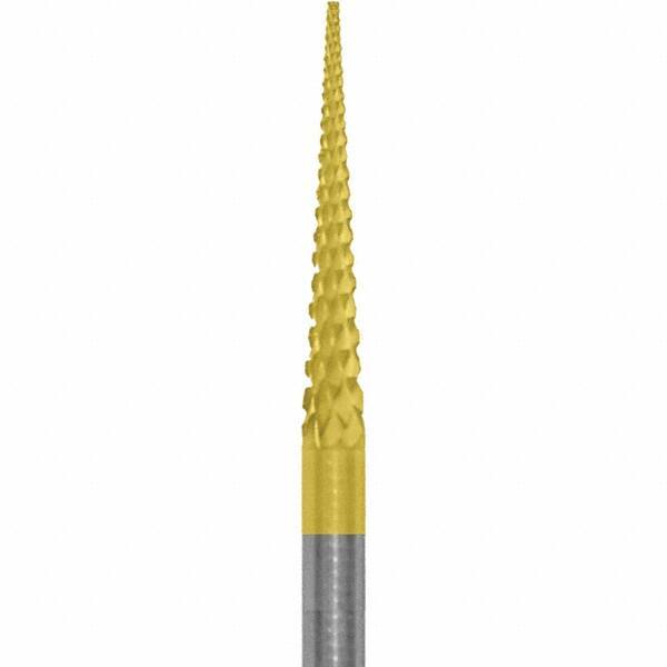 Made in USA - 3/32" Cut Diam, 0.0925" Shank Diam, Cone Head Diamond Cut Burr - Carbide, 5/8" LOC, 1-1/2" OAL - Apex Tool & Supply