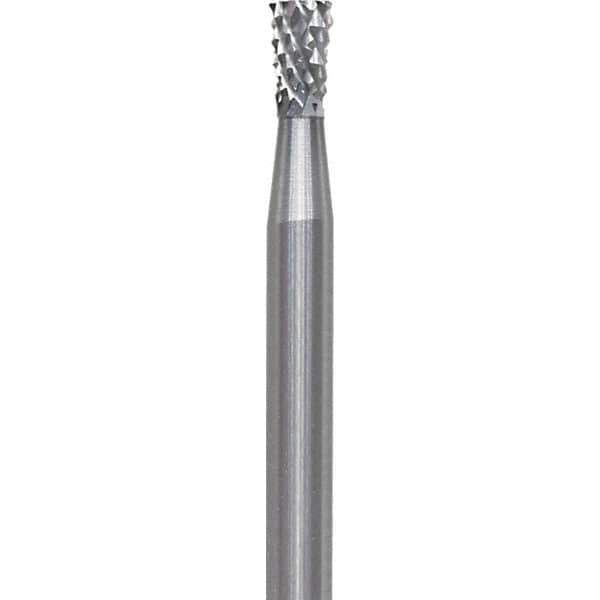 Made in USA - 3/32" Cut Diam, 0.0925" Shank Diam, Inverted Cone Head Diamond Cut Burr - Carbide, 1/8" LOC, 1-1/2" OAL - Apex Tool & Supply