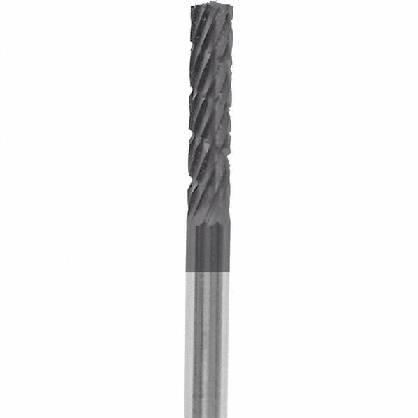 Made in USA - 3/32" Cut Diam, 0.0925" Shank Diam, Cylinder Head Chipbreaker Cut Burr - Carbide, 3/8" LOC, 1-1/2" OAL - Apex Tool & Supply