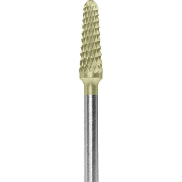 Made in USA - 5/32" Cut Diam, 0.0925" Shank Diam, Cone Head Diamond Cut Burr - Carbide, 1/2" LOC, 2" OAL - Apex Tool & Supply