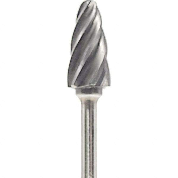 Made in USA - 1/4" Cut Diam, 0.0925" Shank Diam, Tree with Radius Head Aluma Cut Burr - Carbide, 1/2" LOC, 2" OAL - Apex Tool & Supply