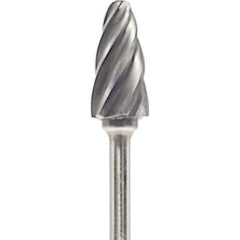 Made in USA - 1/4" Cut Diam, 0.0925" Shank Diam, Tree with Radius Head Aluma Cut Burr - Carbide, 1/2" LOC, 2" OAL - Apex Tool & Supply
