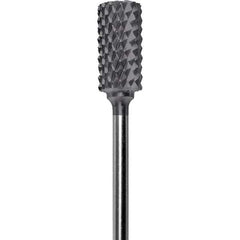 Made in USA - 1/4" Cut Diam, 0.0925" Shank Diam, Cylinder Head Diamond Cut Burr - Carbide, 1/2" LOC, 2" OAL - Apex Tool & Supply