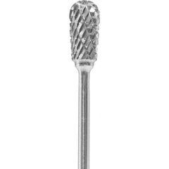 Made in USA - 1/4" Cut Diam, 0.0925" Shank Diam, Inverted Cone Head Double Cut Burr - Carbide, 1/2" LOC, 2" OAL - Apex Tool & Supply