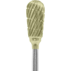 Made in USA - 1/4" Cut Diam, 0.0925" Shank Diam, Inverted Cone Head Chipbreaker Cut Burr - Carbide, 1/2" LOC, 2" OAL - Apex Tool & Supply