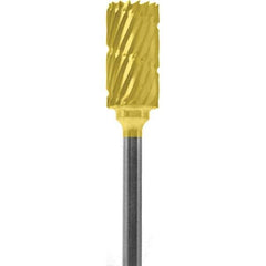Made in USA - 1/4" Cut Diam, 0.0925" Shank Diam, Cylinder Head Chipbreaker Cut Burr - Carbide, 1/2" LOC, 2" OAL - Apex Tool & Supply