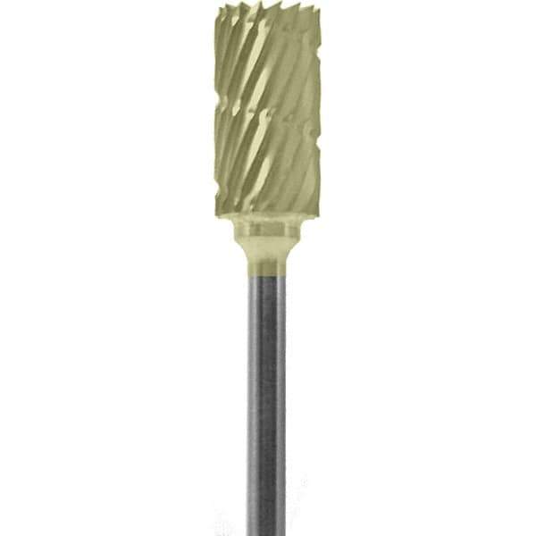 Made in USA - 1/4" Cut Diam, 0.0925" Shank Diam, Cylinder Head Chipbreaker Cut Burr - Carbide, 1/2" LOC, 2" OAL - Apex Tool & Supply