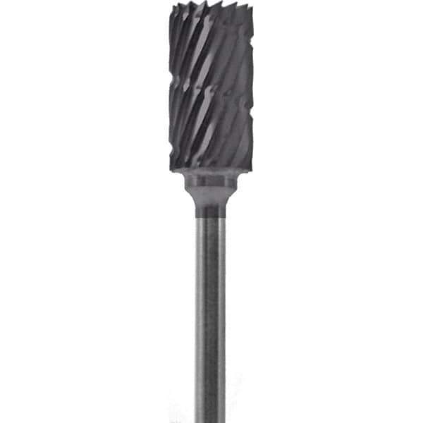 Made in USA - 1/4" Cut Diam, 0.0925" Shank Diam, Cylinder Head Chipbreaker Cut Burr - Carbide, 1/2" LOC, 2" OAL - Apex Tool & Supply