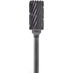 Made in USA - 1/4" Cut Diam, 0.0925" Shank Diam, Cylinder Head Chipbreaker Cut Burr - Carbide, 1/2" LOC, 2" OAL - Apex Tool & Supply