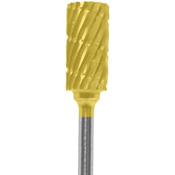 Made in USA - 1/4" Cut Diam, 0.0925" Shank Diam, Cylinder Head Chipbreaker Cut Burr - Carbide, 1/2" LOC, 2" OAL - Apex Tool & Supply