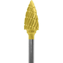 Made in USA - 1/4" Cut Diam, 0.0925" Shank Diam, Tree Head Double Cut Burr - Carbide, 1/2" LOC, 2" OAL - Apex Tool & Supply