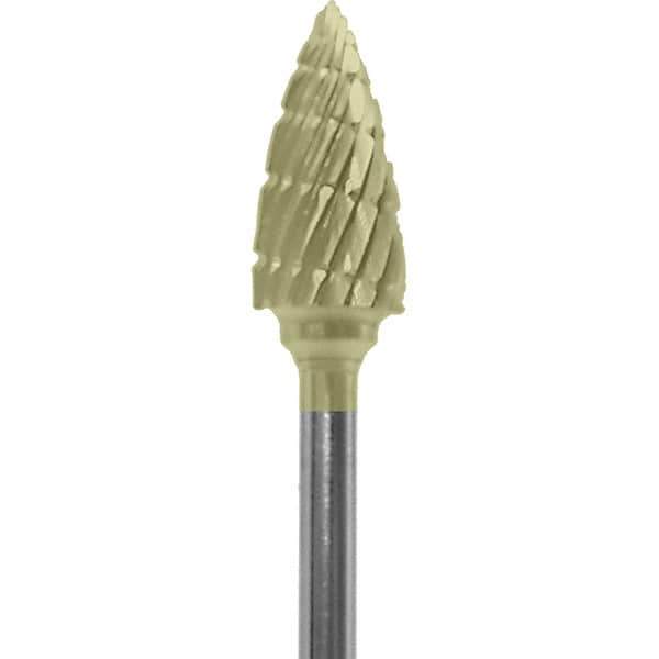 Made in USA - 1/4" Cut Diam, 0.0925" Shank Diam, Tree Head Double Cut Burr - Carbide, 1/2" LOC, 2" OAL - Apex Tool & Supply