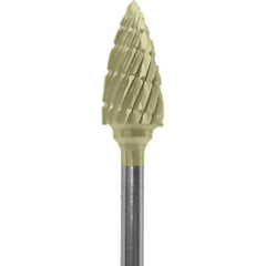 Made in USA - 1/4" Cut Diam, 0.0925" Shank Diam, Tree Head Double Cut Burr - Carbide, 1/2" LOC, 2" OAL - Apex Tool & Supply