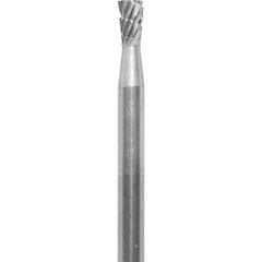 Made in USA - 6.3mm Cut Diam, 0.0925" Shank Diam, Double Cut Burr - Carbide, 6.3mm LOC, 45mm OAL - Apex Tool & Supply