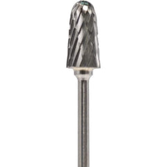 Made in USA - 4mm Cut Diam, 0.0925" Shank Diam, Cone Head Double Cut Burr - Carbide, 12.4mm LOC, 50mm OAL - Apex Tool & Supply