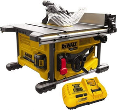 DeWALT - 8-1/4" Blade Diam, Table Saw - 5,800 RPM, 19-1/16" Table Depth x 19-1/16" Table Width, 60 Volts, 3/8" Arbor - Apex Tool & Supply