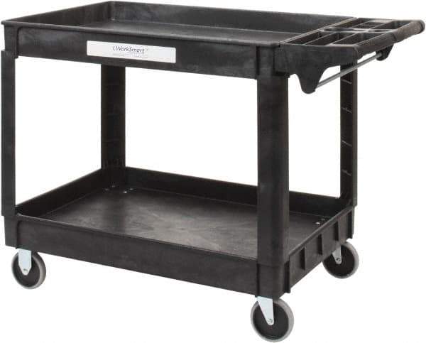 Value Collection - 500 Lb Capacity, 25-1/2" Wide x 46" Long x 33-1/4" High Shelf Cart - 2 Shelf, Plastic, 2 Rigid/2 Swivel Casters - Apex Tool & Supply
