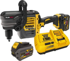DeWALT - 60 Volt 1/2" Chuck Right Angle Handle Cordless Drill - 0-300 & 0-1200 RPM, Keyed Chuck, 2 Lithium-Ion Batteries Included - Apex Tool & Supply