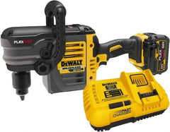 DeWALT - 60 Volt 1/2" Chuck Right Angle Handle Cordless Drill - 0-300 & 0-1200 RPM, Keyed Chuck, 1 Lithium-Ion Battery Included - Apex Tool & Supply