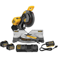 DeWALT - 15 Amp, 120 Volt, 3,800 RPM, 50° Double Bevel Miter Saw - 5/8 or 1" Arbor, 12" Blade Diam, Includes DHS716 Miter Saw, DCA120 120V Adaptor & DCA132 Charger - Apex Tool & Supply