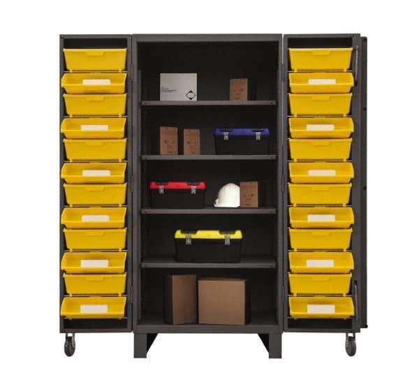 Durham - 4 Shelf 24 Bin Storage Cabinet - Steel, 36" Wide x 36" Deep x 78" High, Gray - Apex Tool & Supply