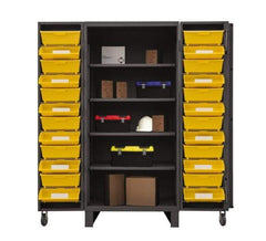 Durham - 4 Shelf 24 Bin Storage Cabinet - Steel, 36" Wide x 36" Deep x 78" High, Gray - Apex Tool & Supply