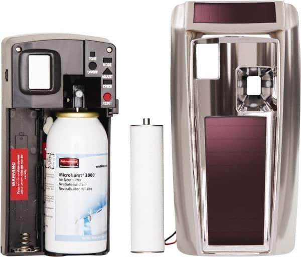 Rubbermaid - 6,000 Cu Ft Coverage, Chrome Metered Aerosol Dispenser - Lumecel Rechargeable Energy System Battery Required - Apex Tool & Supply