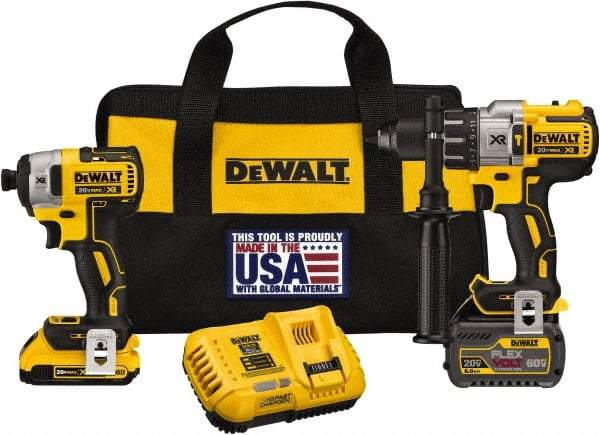 DeWALT - 20 Volt Cordless Tool Combination Kit - Includes 1/2" Brushless Hammerdrill & 1/4" Brushless Compact Impact Driver, Lithium-Ion Battery Included - Apex Tool & Supply