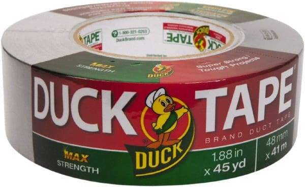 Duck - 1-7/8" x 45 Yds Silver Duct Tape - 11.5 mil, Rubber Adhesive, Vinyl Backing, 32 Lb/ln Tensile Strength, Series DUC - Apex Tool & Supply