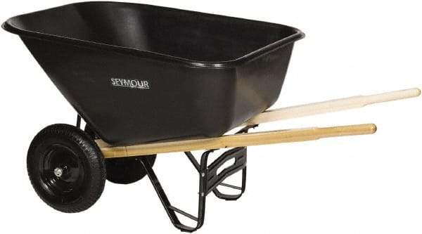 SEYMOUR-MIDWEST - 10 Cu Ft Capacity Wheelbarrow with 8" Pneumatic Wheel - Wood Handle, 59-3/4" Long x 35-1/4" Wide x 19-1/4" High, Black - Apex Tool & Supply