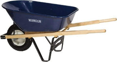 SEYMOUR-MIDWEST - 6 Cu Ft Capacity Wheelbarrow with 8" Pneumatic Wheel - Wood Handle, 59-3/4" Long x 25" Wide x 13-1/4" High, Blue - Apex Tool & Supply