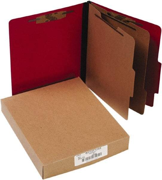 ACCO - 11 x 8 1/2", Letter Size, Executive Red, File Folders with Top Tab - Right of Center Tab Cut Location - Apex Tool & Supply
