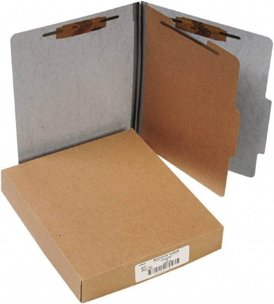 ACCO - 11 x 8 1/2", Letter Size, Gray, File Folders with Top Tab - Right of Center Tab Cut Location - Apex Tool & Supply