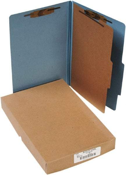 ACCO - 14 x 8 1/2", Legal, Sky Blue, File Folders with Top Tab - Right of Center Tab Cut Location - Apex Tool & Supply