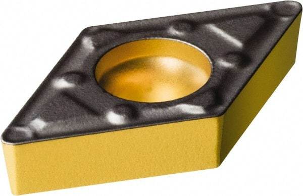 Sandvik Coromant - DCMX32.51 WF Grade 4315 Carbide Turning Insert - TiCN/Al2O3/TiN Finish, 55° Parallelogram, 3/8" Inscr Circle, 5/32" Thick, 1/64" Corner Radius - Apex Tool & Supply