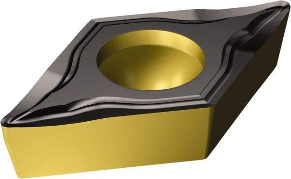 Sandvik Coromant - DCGT32.52 UM Grade 1515 Carbide Turning Insert - TiCN/AI2O3/TiN Finish, 55° Diamond, 3/8" Inscr Circle, 5/32" Thick, 1/32" Corner Radius - Apex Tool & Supply