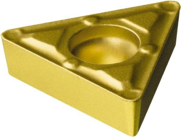 Sandvik Coromant - TCMX221 WF Grade 1525 Cermet Turning Insert - TiCN/TiN Finish, 60° Triangle, 1/4" Inscr Circle, 1/8" Thick, 1/64" Corner Radius - Apex Tool & Supply