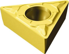Sandvik Coromant - TPMT221 MF Grade 2025 Carbide Turning Insert - TiCN/AI2O3/TiN Finish, 60° Triangle, 1/4" Inscr Circle, 1/8" Thick, 1/64" Corner Radius - Apex Tool & Supply