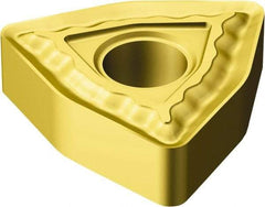Sandvik Coromant - WNMG432 QM Grade 2025 Carbide Turning Insert - TiCN/AI2O3/TiN Finish, 80° Trigon, 1/2" Inscr Circle, 3/16" Thick, 1/32" Corner Radius - Apex Tool & Supply