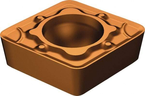 Sandvik Coromant - CCMT21.52 WM Grade 1115 Carbide Turning Insert - TiAlN/AlCr2O3 Finish, 80° Diamond, 1/4" Inscr Circle, 3/32" Thick, 1/32" Corner Radius - Apex Tool & Supply