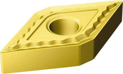 Sandvik Coromant - DNMG442 QM Grade 2025 Carbide Turning Insert - TiCN/Al2O3/TiN Finish, 55° Diamond, 1/2" Inscr Circle, 1/4" Thick, 1/32" Corner Radius - Apex Tool & Supply