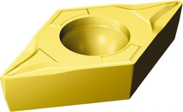 Sandvik Coromant - DCMT32.52 MF Grade 2015 Carbide Turning Insert - TiAlN/AlCr2O3 Finish, 55° Parallelogram, 3/8" Inscr Circle, 5/32" Thick, 1/32" Corner Radius - Apex Tool & Supply