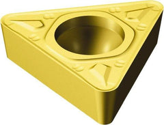 Sandvik Coromant - TCMT222 MR Grade 2025 Carbide Turning Insert - TiCN/Al2O3/TiN Finish, 60° Triangle, 1/4" Inscr Circle, 1/8" Thick, 1/32" Corner Radius - Apex Tool & Supply